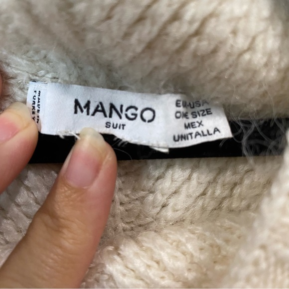 Mango Suit Knitted Open Drop Arm Dress Leg Slits Beige Cream One Size - Picture 8 of 8